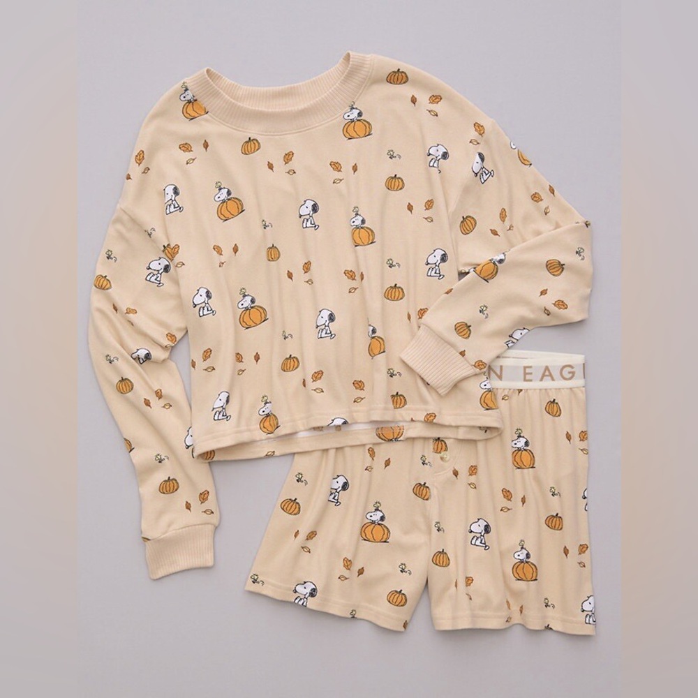 American eagle snoopy peanuts fall pajama set